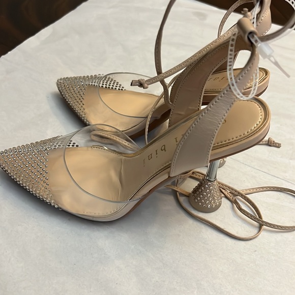 Gianni Bini Romee Clear Rhinestone Wrap-Up Dress Pumps. - Picture 5 of 8